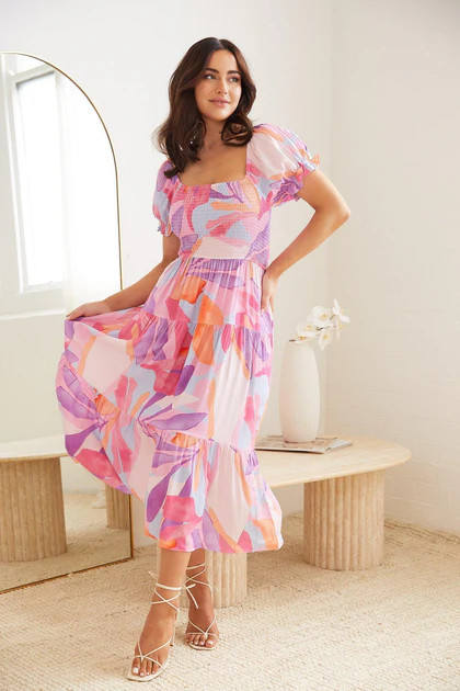 Apolline Dress - Multi Print | Esther & Co (AU)