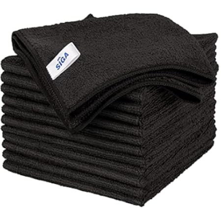 12" x 12" Buff Pro Multi-Surface Microfiber Cleaning Cloths | Black - 12 Pack | Premium Microfiber T | Amazon (US)