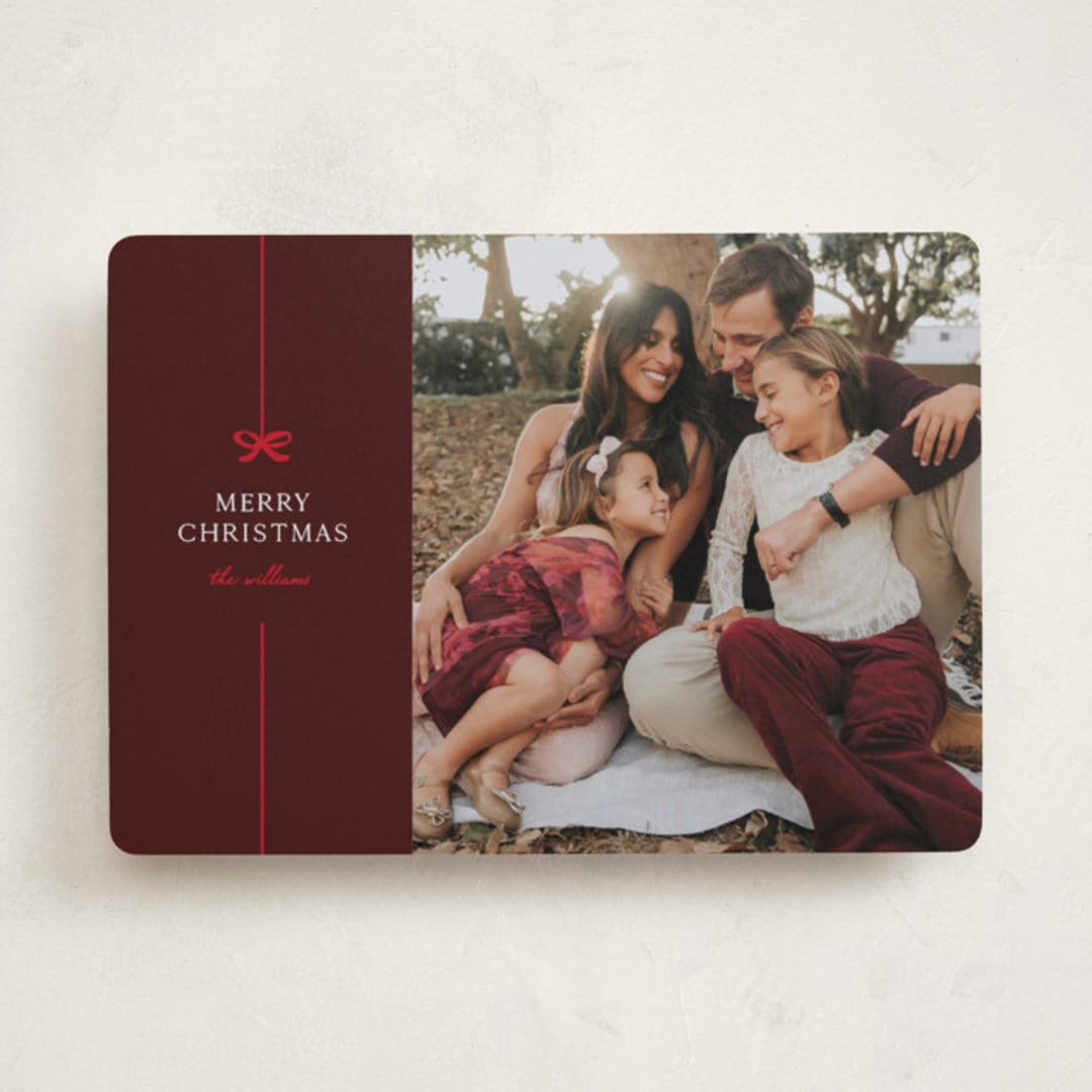 "Bow" - Customizable Holiday Photo Cards in Red by Pixel and Hank. | Minted