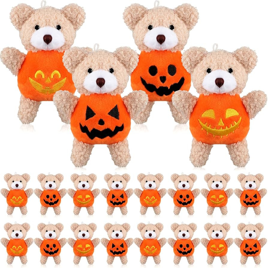 Hiboom 32 Pcs Halloween Plush Stuffed Animal Bear in Pumpkin Costume 4.7 Inch Mini Stuffed Bear w... | Amazon (US)