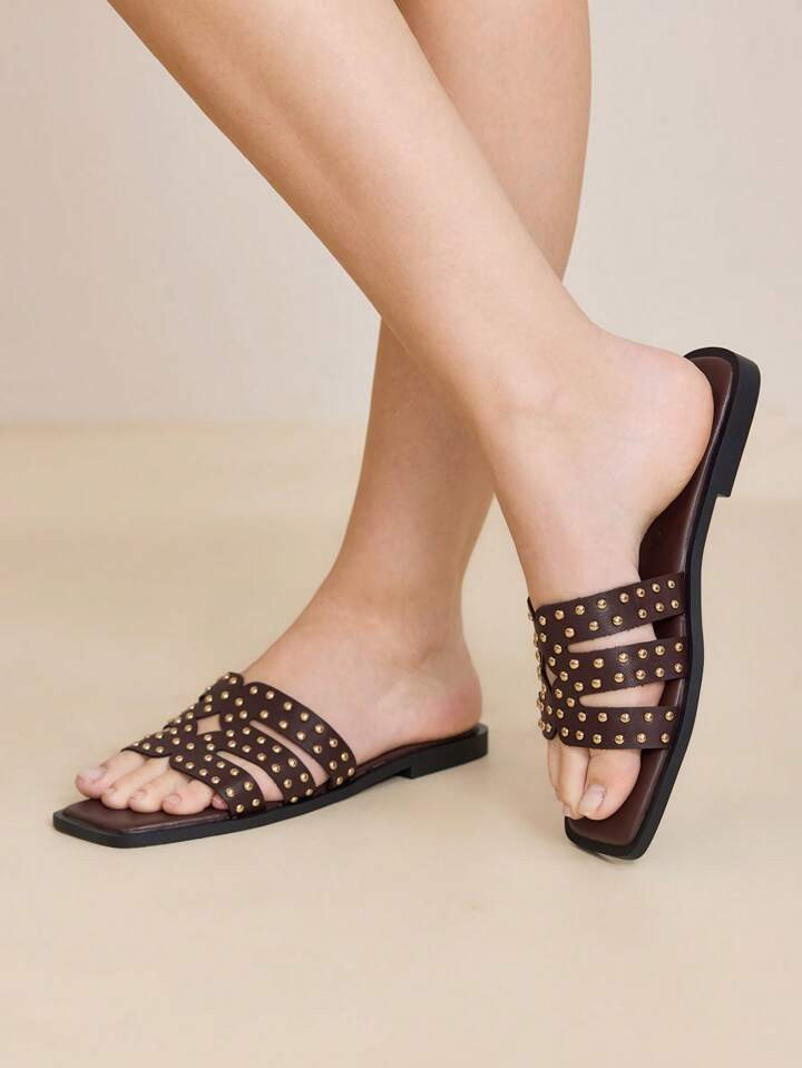 MOTF PREMIUM NUEVAS SANDALIAS PLANAS DE VERANO PARA MUJERES, DIAPOSITIVAS DE DEDO CUADRADO EN LIM... | SHEIN