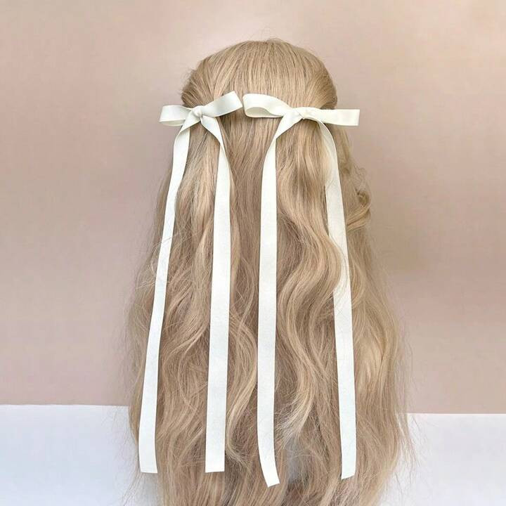 2PCS Hair Bows for Women, Black Tassel Ribbon Bowknot Hair Clips Barrettes for Girl with Small Lo... | SHEIN