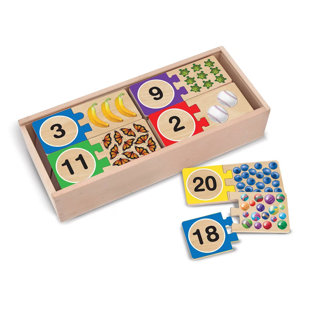 Melissa & Doug Self-Correcting Wooden Number Puzzles With Storage Box 40pc | Target