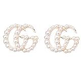 Luxury Letter G Pearl Initial Stud Earrings Drop Statement Earrings for Women Girls (A) | Amazon (US)