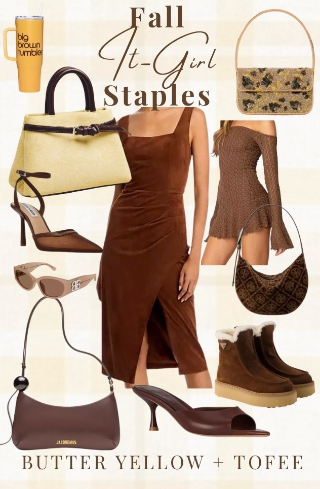 🍂 Fall It-Girl Staples 🍂
Butter yellow meets toffee brown — this season’s most sophisticated combo. From luxe suede heels to cozy shearling boots and Jacquemus’ sleek shoulder bag, these pieces define the modern fall capsule wardrobe. Effortless, warm, and a little glam — exactly how fall should feel. ✨ fall fashion 2025, it girl style, butter yellow outfit, toffee brown outfit, fall capsule wardrobe, fall outfit inspo, brown dress outfit, chic fall outfits, luxury fall fashion, fall accessories, Jacquemus bag, shearling boots, fall handbags, cozy fall looks, neutral fall aesthetic

#LTKHoliday #LTKSeasonal