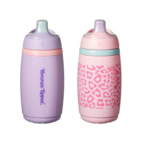 Tommee Tippee Insulated Active Spout Toddler Cup, 12m+, 9oz, with Leak-Proof Valve and Handle, Pink and Purple, 2 pack | Amazon (US)
