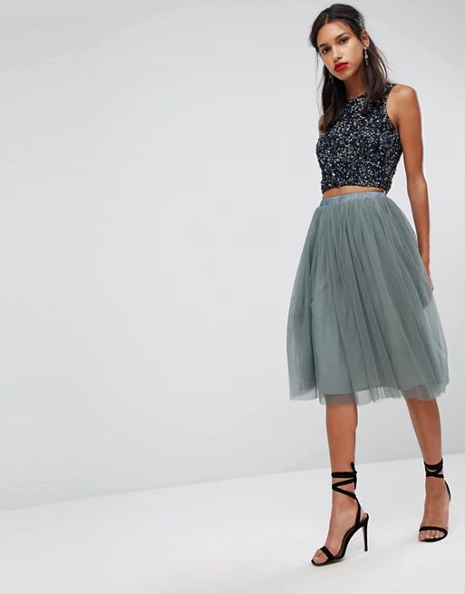 Lace & Beads Tulle Midi Skirt | ASOS US