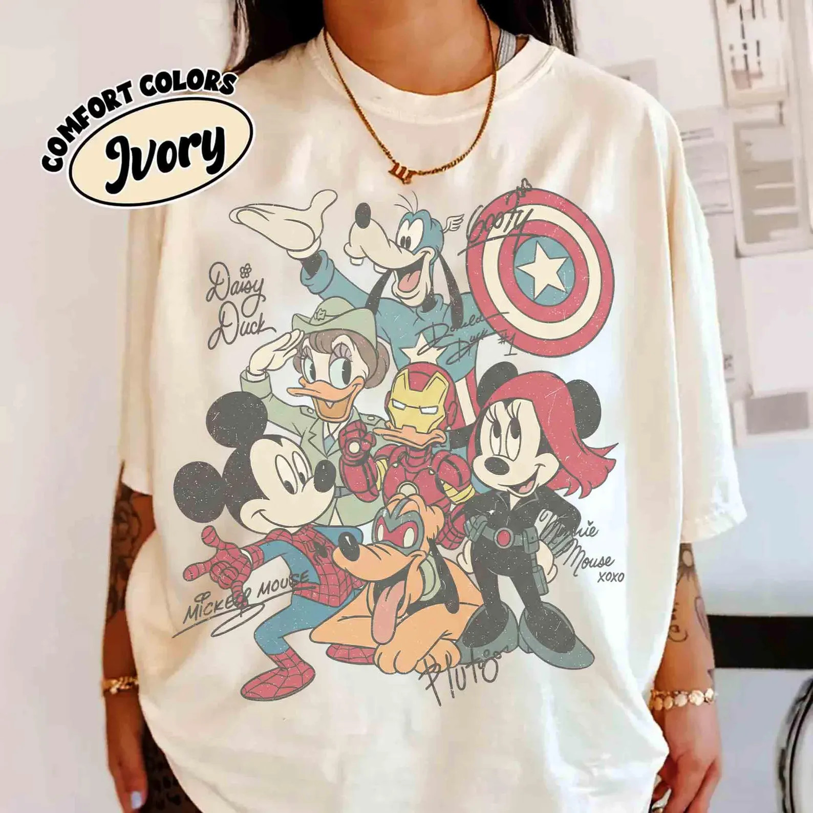 Disney Mickey & Friends Marvel Avengers Signature Shirt, Comic Book Superhero Tee, Marvel Gift fo... | Etsy (Global)
