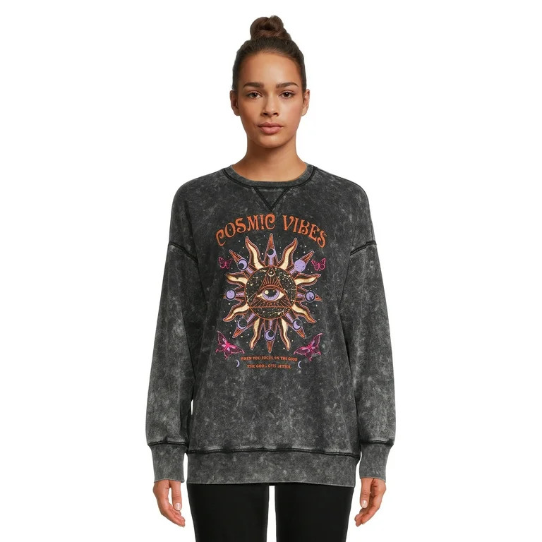 No Boundaries Juniors Plus Size Washed Graphic Sweatshirt, Sizes 1X-4X | Walmart (US)