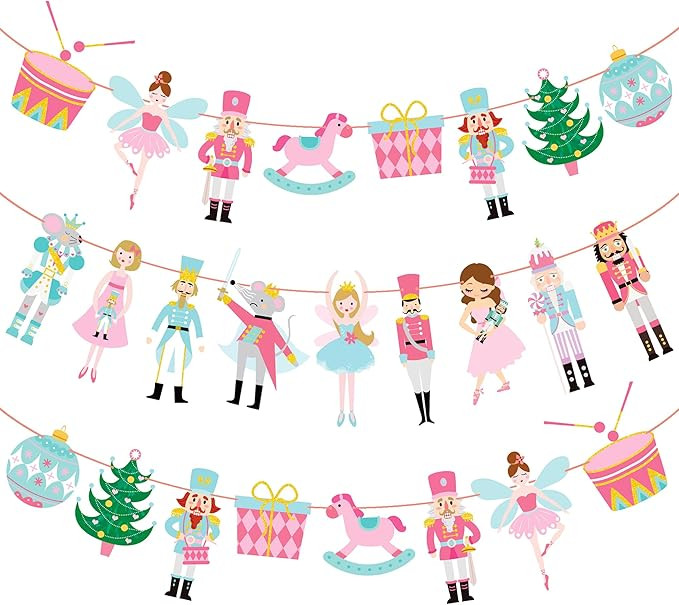 Pink Nutcracker Ballet Banner Christmas Nutcracker Party Decoration Pink Nutcracker Party Supplie... | Amazon (US)