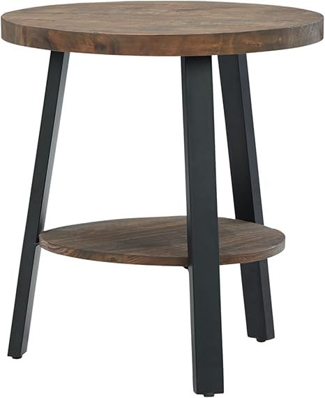 Signature Design by Ashley Chanzen Urban Round End Table with Fixed Shelf, Brown & Black | Amazon (US)