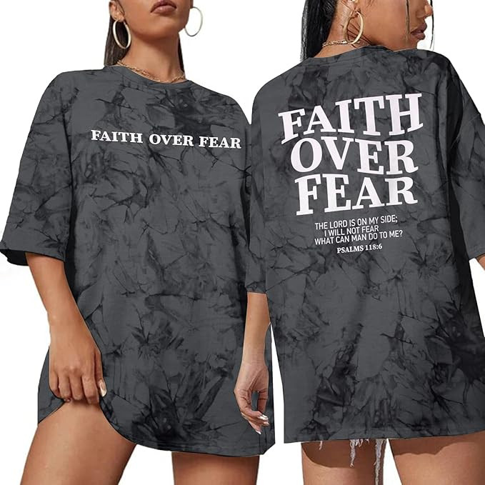 BANGELY Faith Over Fear Shirt Women Graphic Shirts Oversized Workout Gym Christian Religious Tees... | Amazon (US)