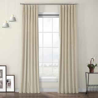 Exclusive Fabrics & Furnishings Macchiato Beige Velvet Rod Pocket Room Darkening Curtain - 50 in.... | The Home Depot