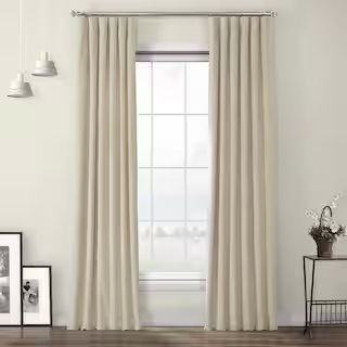 Exclusive Fabrics & Furnishings Macchiato Beige Velvet Rod Pocket Room Darkening Curtain - 50 in.... | The Home Depot