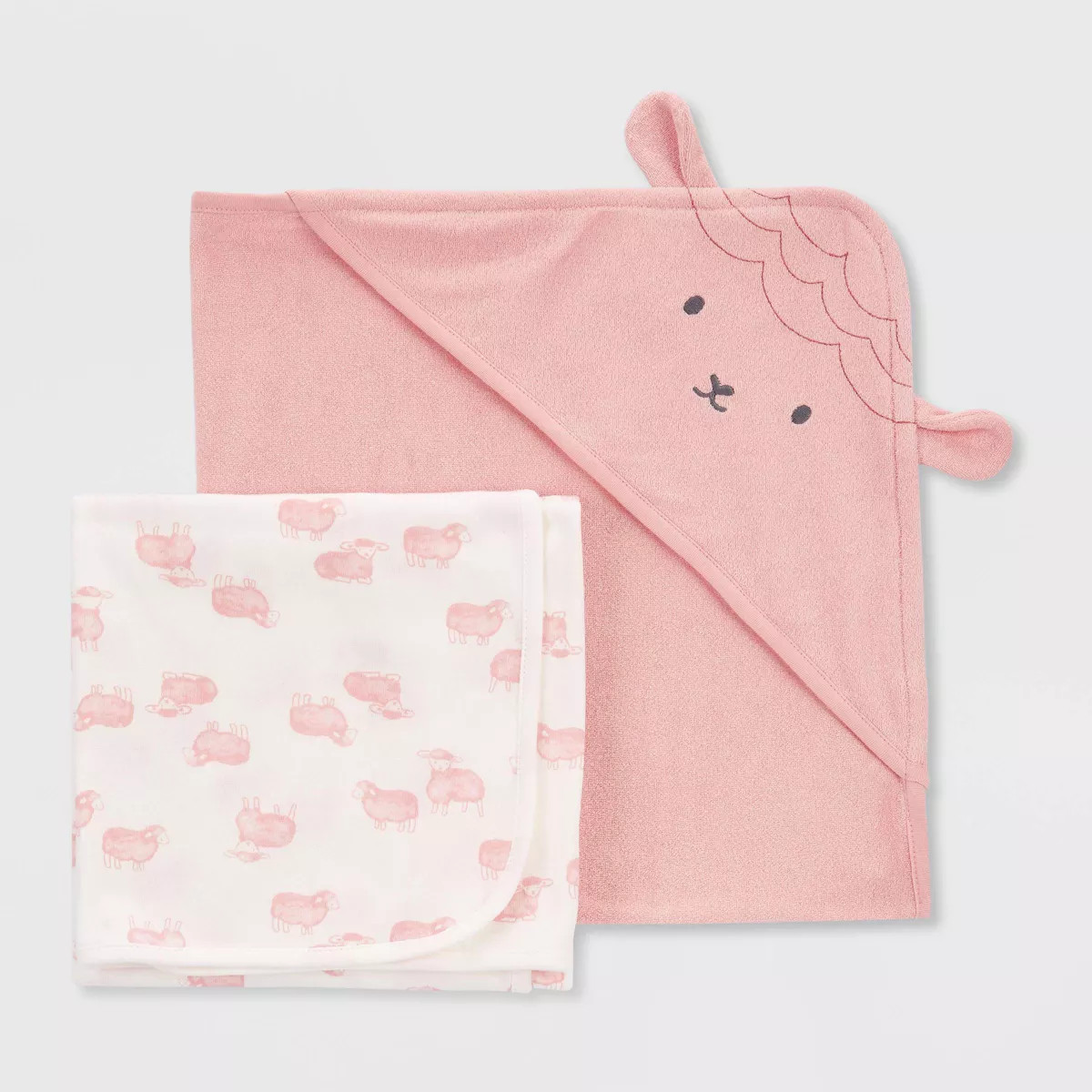 Carter's Just One You® Baby Girls' Sheep Hooded Bath Towel - Pink | Target