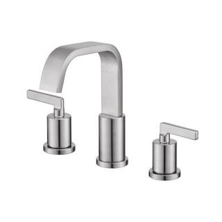 Contemporary 8 in. Widespread 2-Handle Bathroom Faucet in Brushed Nickel | The Home Depot