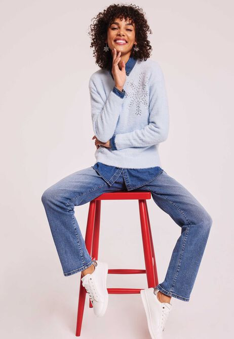 Womens Mid Blue Straight Leg Jeans | Peacocks