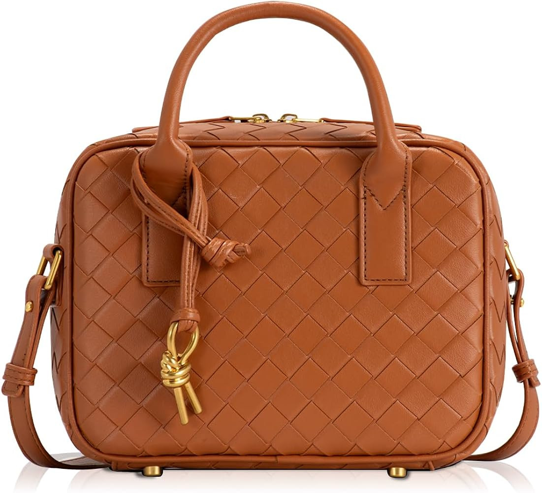 Woven Bag for Women Top Handle Satchel Handbag Crossbody Bag PU Leather Shoulder Bag Woven Purses... | Amazon (US)