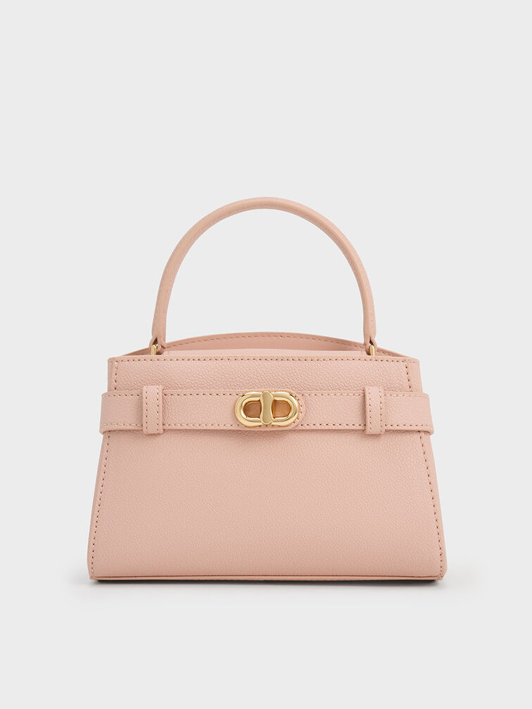Pink Aubrielle Metallic-Buckle Top Handle Bag | CHARLES & KEITH | Charles & Keith US