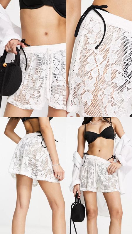 White beach lace short co-ord. Miss Selfridge outfit idea. Summer, spring, beach day outfit . On sale for just £20. Affordable fashion.  Wardrobe staple. Timeless. Gift guide idea for her. Luxury, elegant, clean aesthetic, chic look, feminine fashion, trendy look, casual, holidays, pool, vacation, festival. 

#LTKFestival #LTKsalealert #LTKfindsunder50