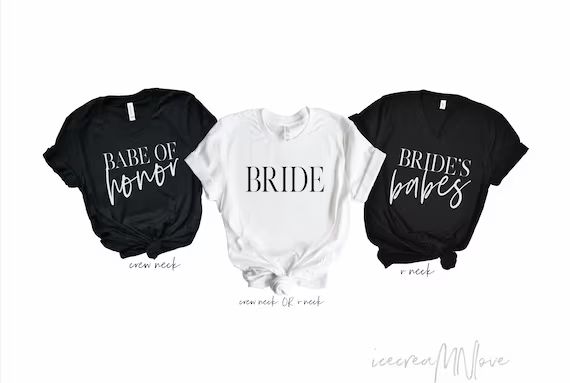 brides babes black bachelorette party shirt, bride t-shirt, bridesmaid gifts, bridesmaid tee, bri... | Etsy (US)