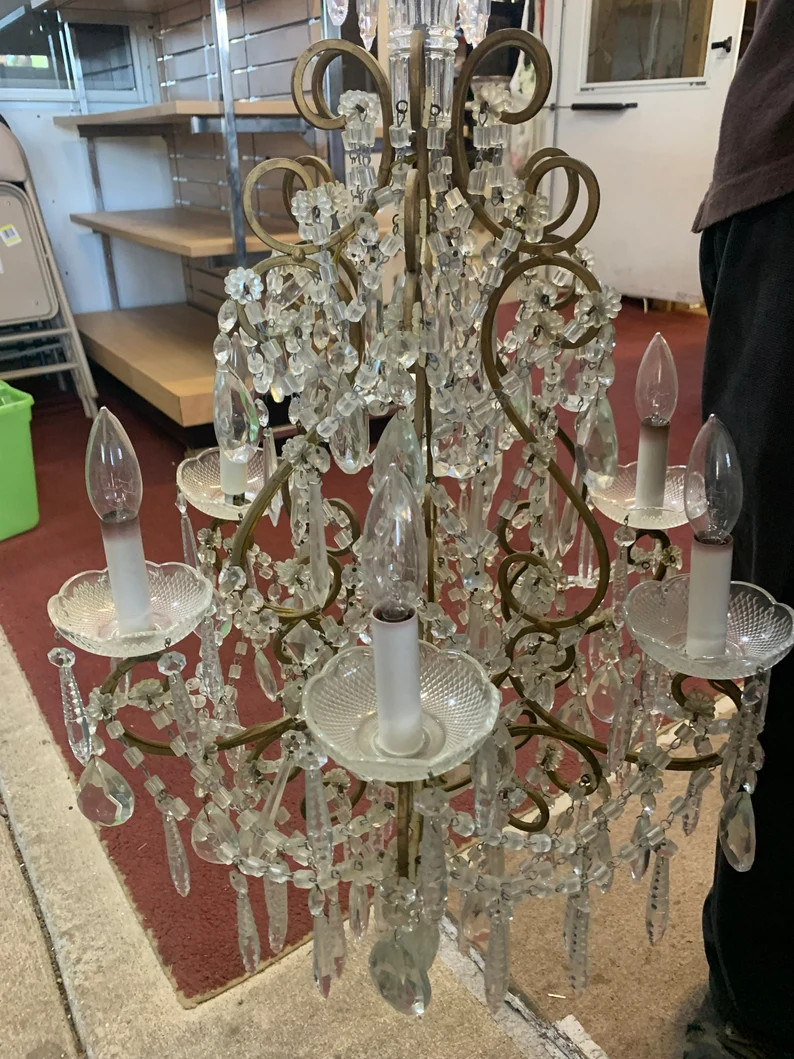 Vintage to Antique Italian Art Nouveau Crystal 6 Arm Chandelier | Etsy (Global)