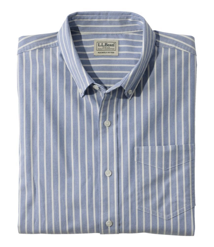 Men's Comfort Stretch Oxford Shirt, Slightly Fitted Untucked Fit, Stripe | L.L. Bean