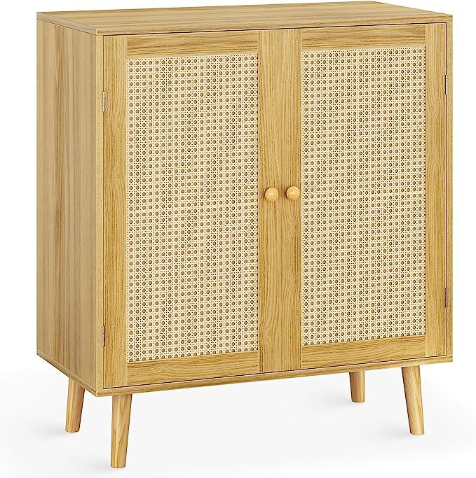 Huuger Buffet Cabinet with Storage, Storage Cabinet with PE Rattan Decor Doors, Accent Cabinet wi... | Amazon (US)