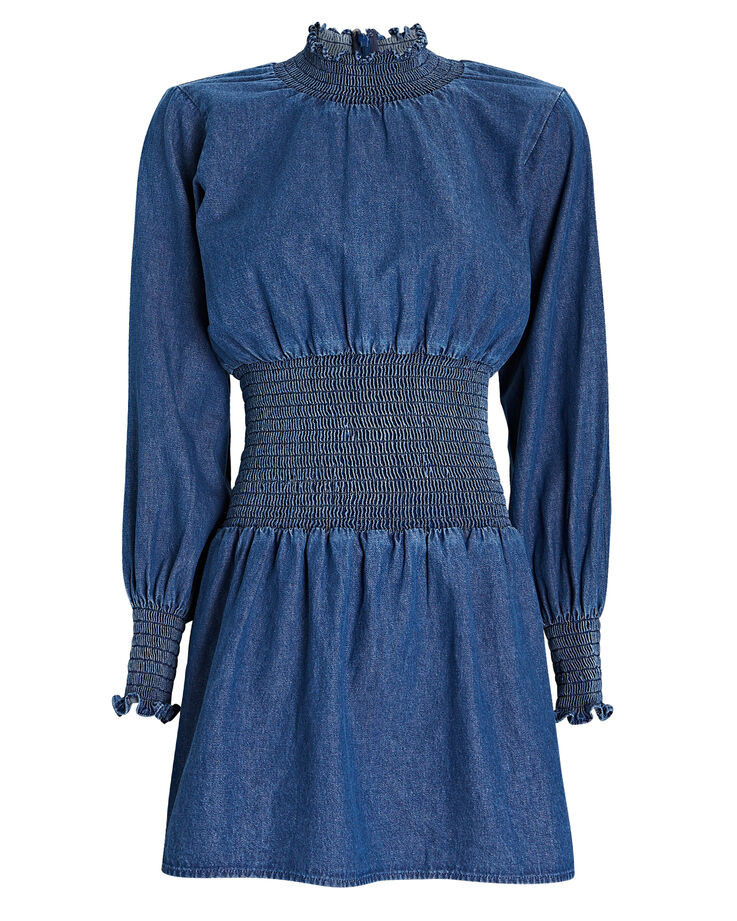 Smocked Denim Mini Dress | INTERMIX