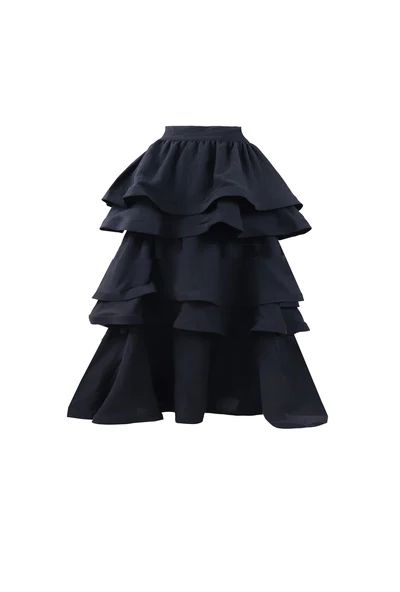 Teagan Tiered Skirt MIDI - Black | Shop BURU