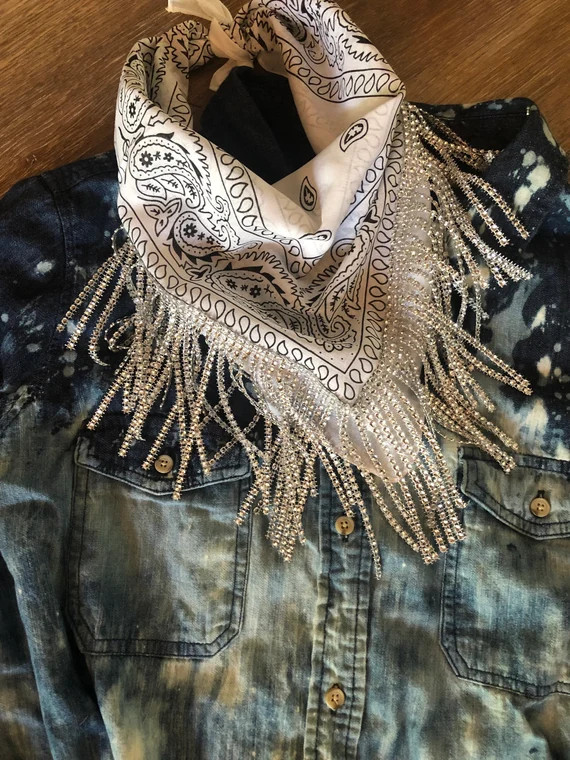 Rhinestone Fringe Bandana/ Bachelorette Party / Bridesmaid | Etsy | Etsy (US)