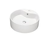 Contemporary Vessel Above-Counter Round Ceramic Art Basin with Single Hole for Faucet and Overflow,  | Amazon (US)