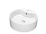 Contemporary Vessel Above-Counter Round Ceramic Art Basin with Single Hole for Faucet and Overflow,  | Amazon (US)