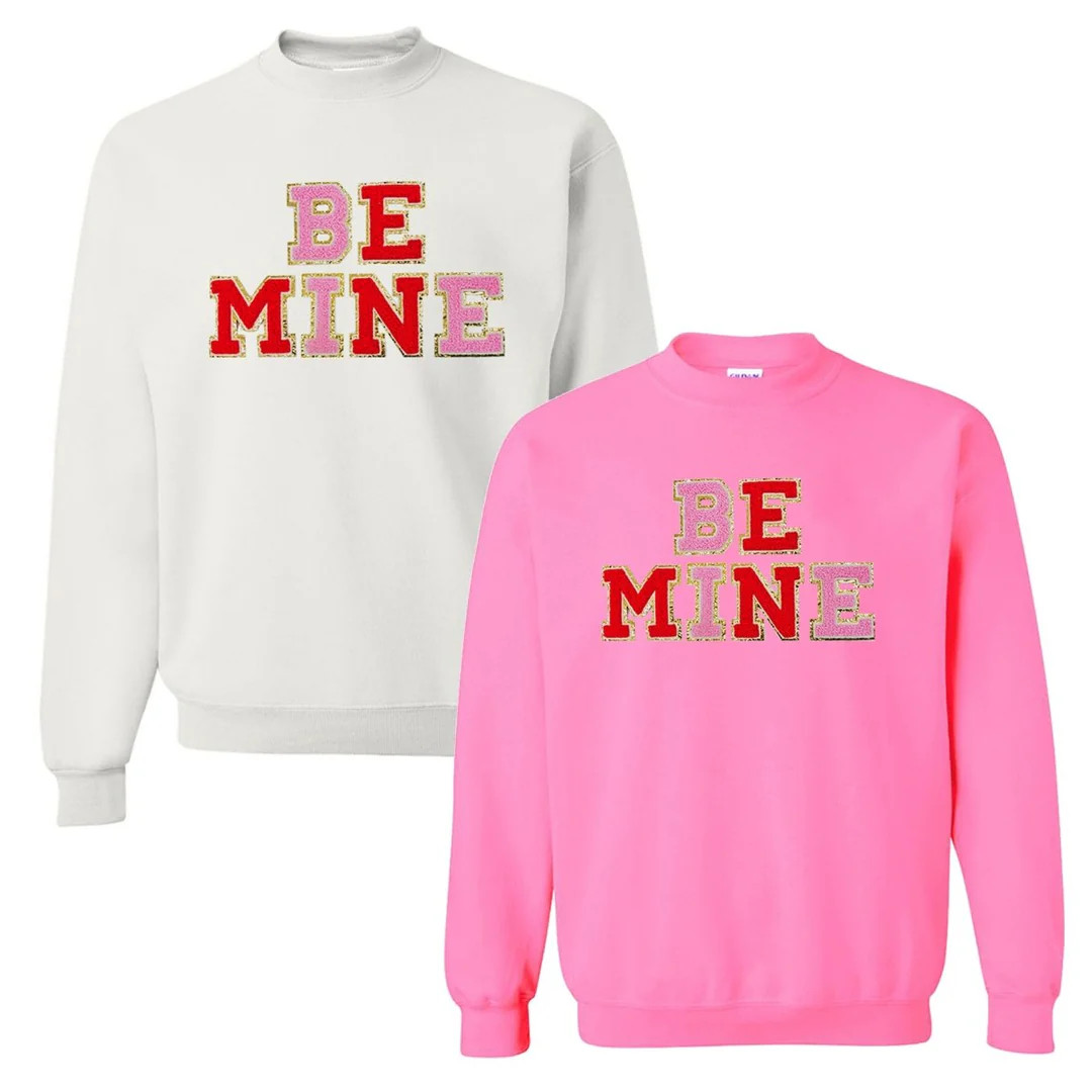Be Mine Letter Patch Crewneck Sweatshirt | United Monograms