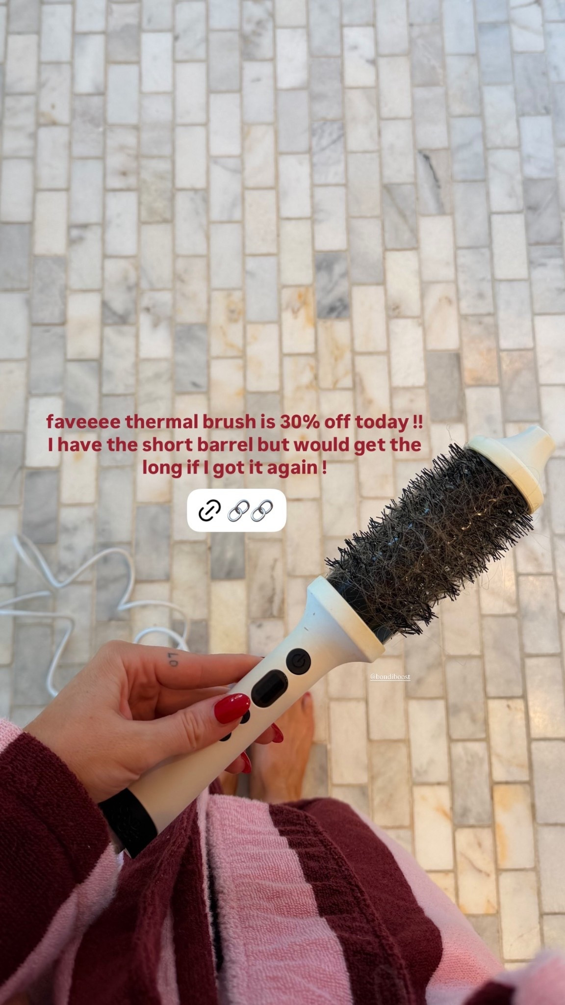 faveeee thermal brush is 30% off today !! 
I have the short barrel but would get the long if I got it again !  @bondiboost