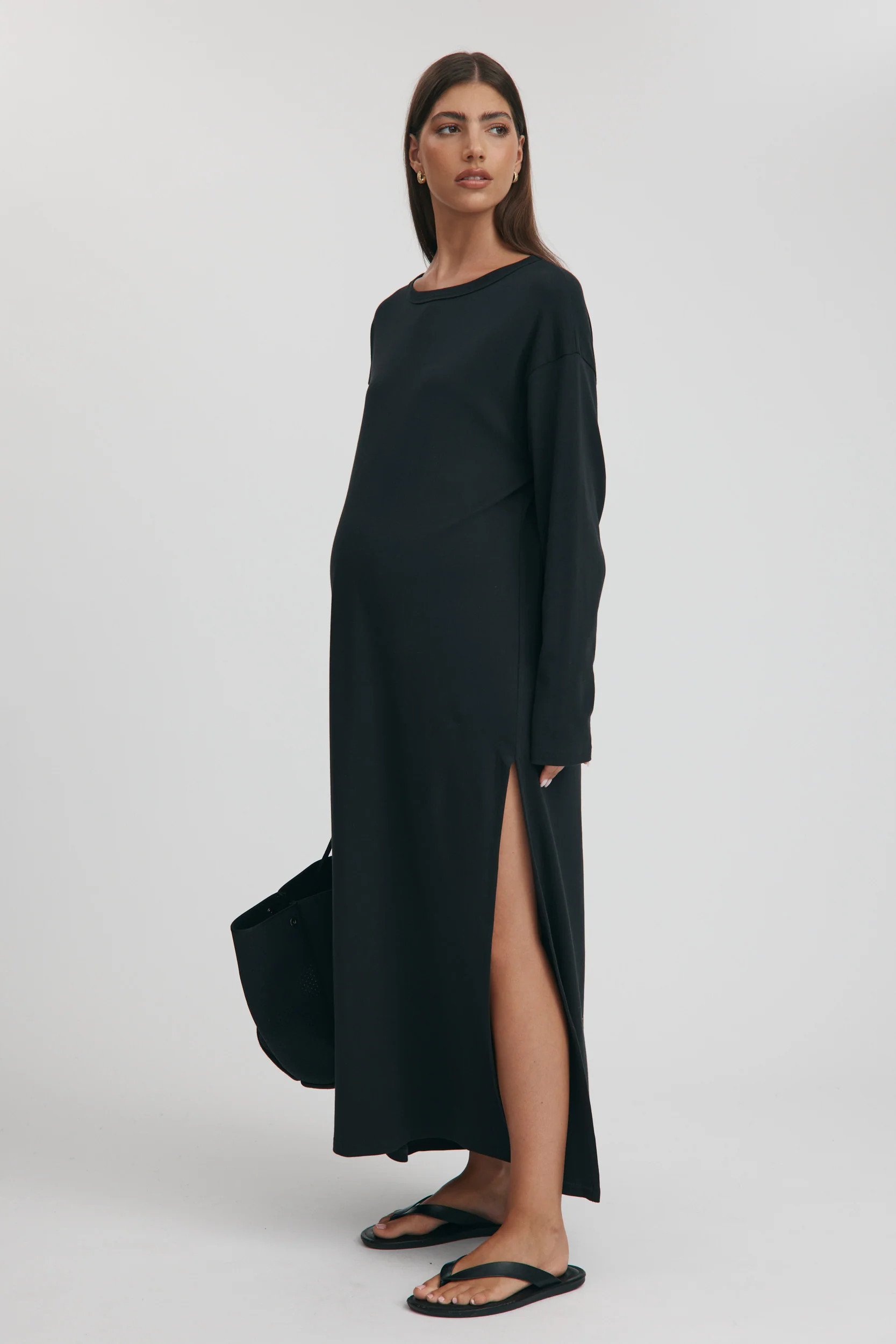 Organic Cotton Maxi Dress (Black) | Legoe Heritage Maternity APAC