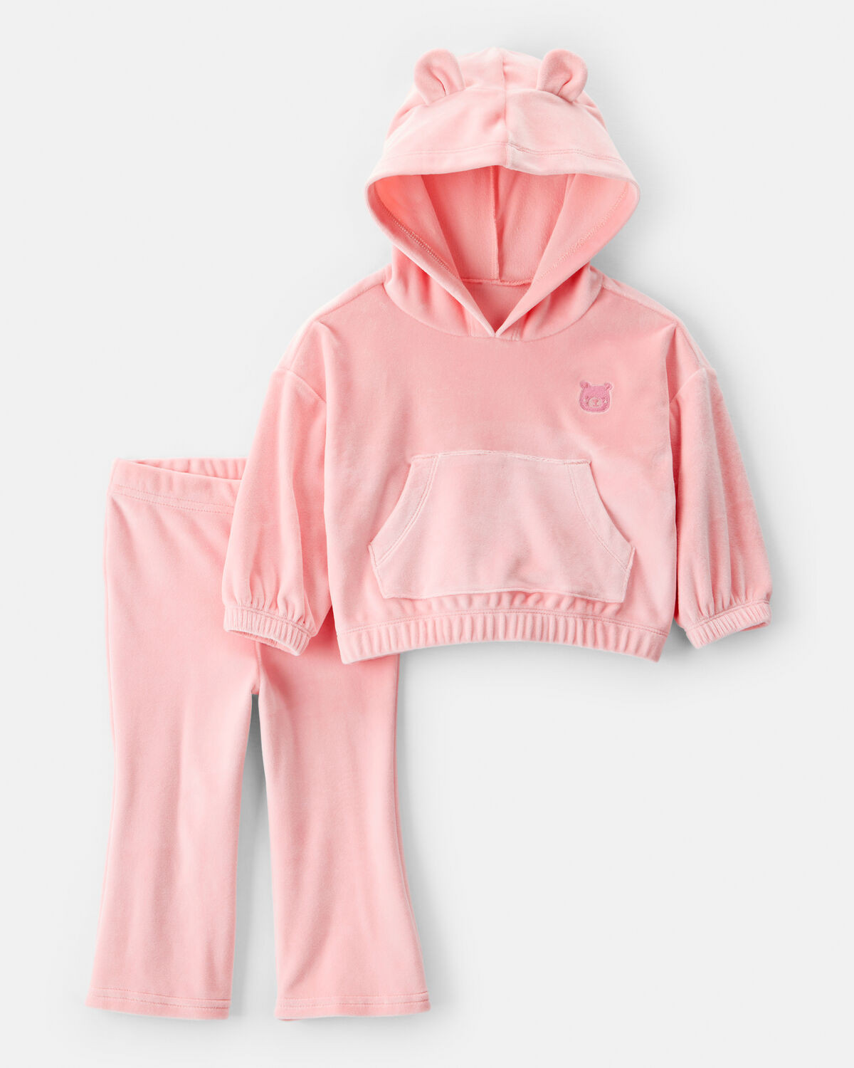 Baby Girl Bear Velour Hoodie & Pant Set - Pink | Carter's Inc