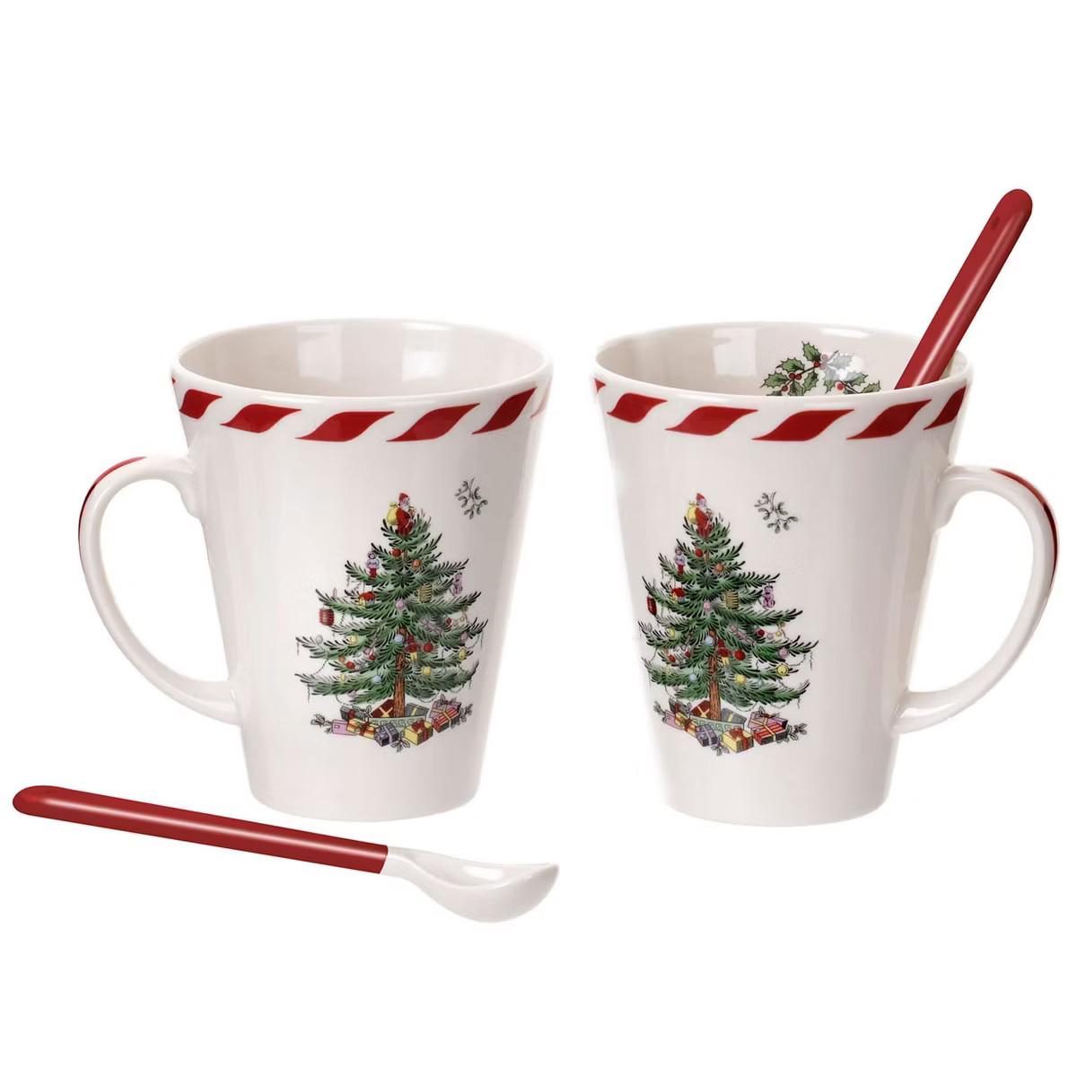 Spode Christmas Tree Peppermint 14oz Mug & Spoon Set (4-Piece) - Festive Earthenware with Candy C... | Target