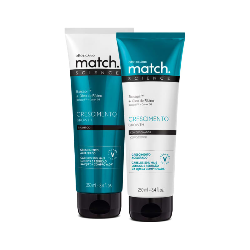 Combo Match Science Crescimento: Shampoo 250ml + Condicionador 250ml | oBoticario (BR)