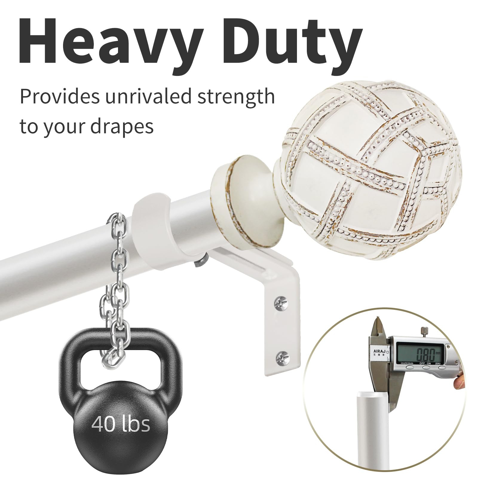 Single Curtain Rod for Windows 48 to 84 Inches(4-7ft): 1 inch Diameter Adjustable Curtain Rod, He... | Amazon (US)