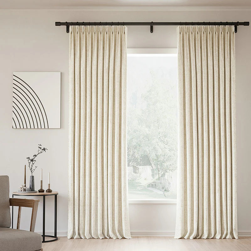 Lille Linen Blackout Curtains Natural Modern Custom Drapes | Pleated | Homerilla