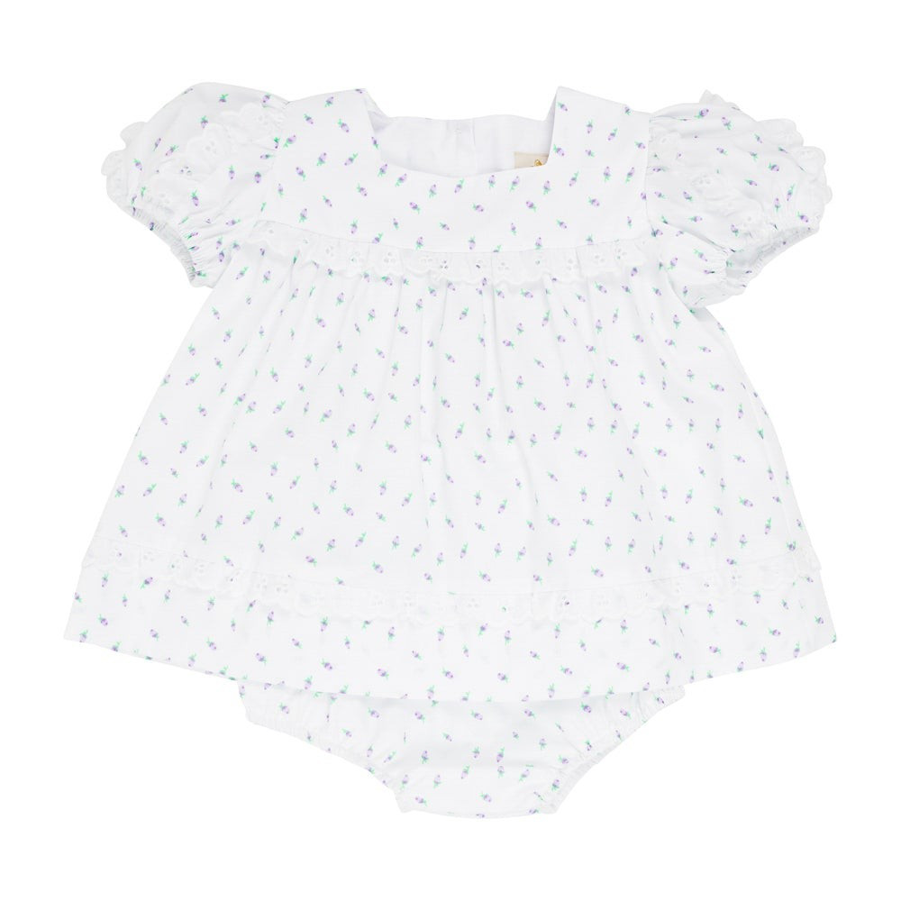 Flossy Frock Set - Valley Rd Rosebud with Worth Avenue White Eyelet | The Beaufort Bonnet Company