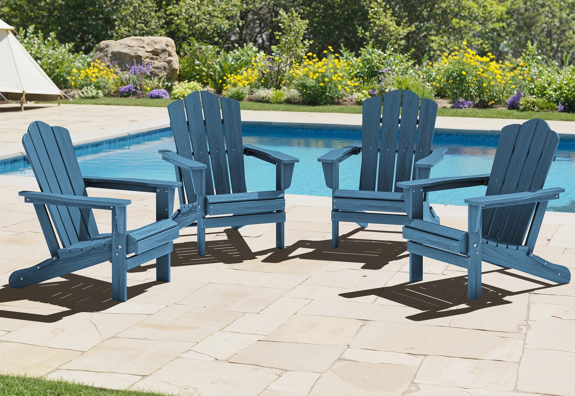 KINGYES Folding Adirondack Chairs Set of 4, HDPE All-Weather Folding Adirondack Chair, Fir Pit Ch... | Walmart (US)