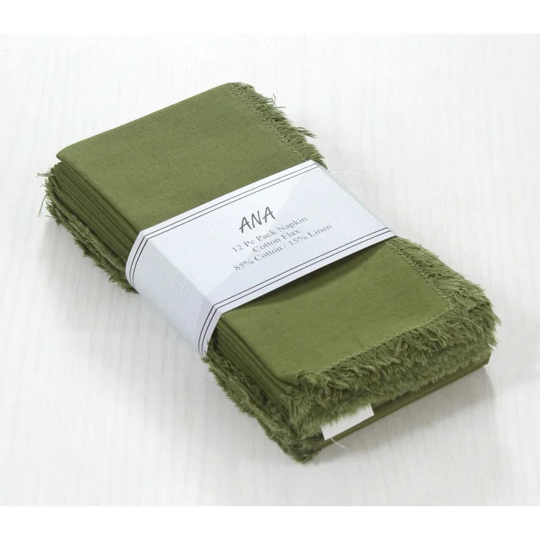ANA Green cotton Linen Napkins Set of 12 18x18 inch Cotton Dinner Napkins - Washable Soft Premium... | Walmart (US)