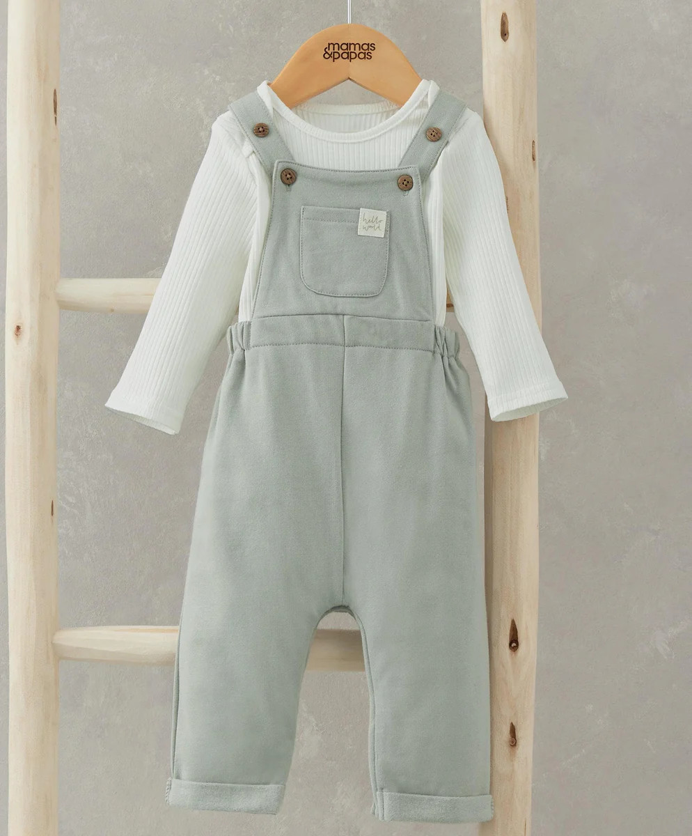 Bodysuit & Jersey Dungarees Outfit Set - Green | Mamas & Papas