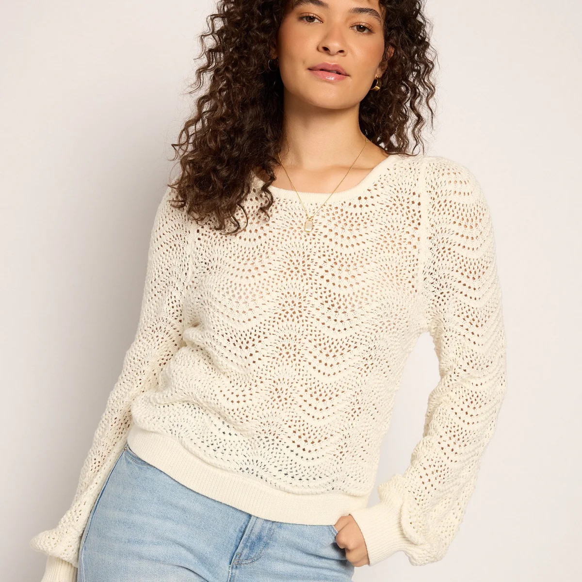 Ocean Waves Scoop Neck Sweater - Breezy 100% Cotton Layer | Seventy Eight and Sunny