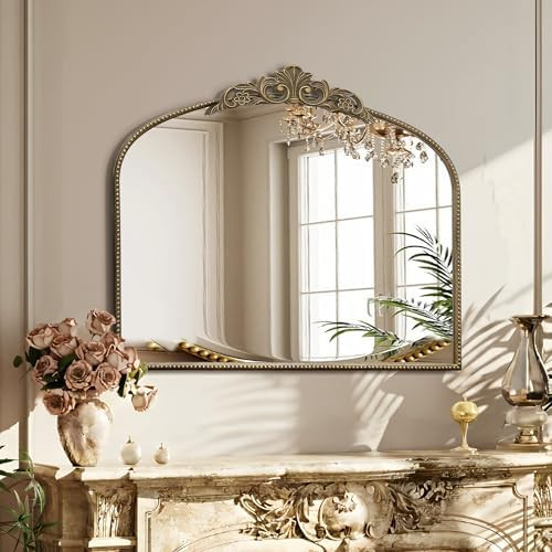 Micasso Large Antique Gold Mirror: 29"x 36" French Baroque Arched Mirror - Traditional Ornate Vin... | Amazon (US)