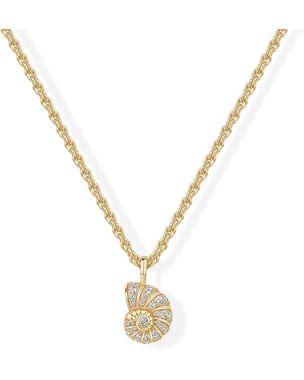 PAVOI 14K Gold Plated Dainty Statement Pendant Necklaces for Women - Hammered Circle Beachy Summe... | Amazon (US)