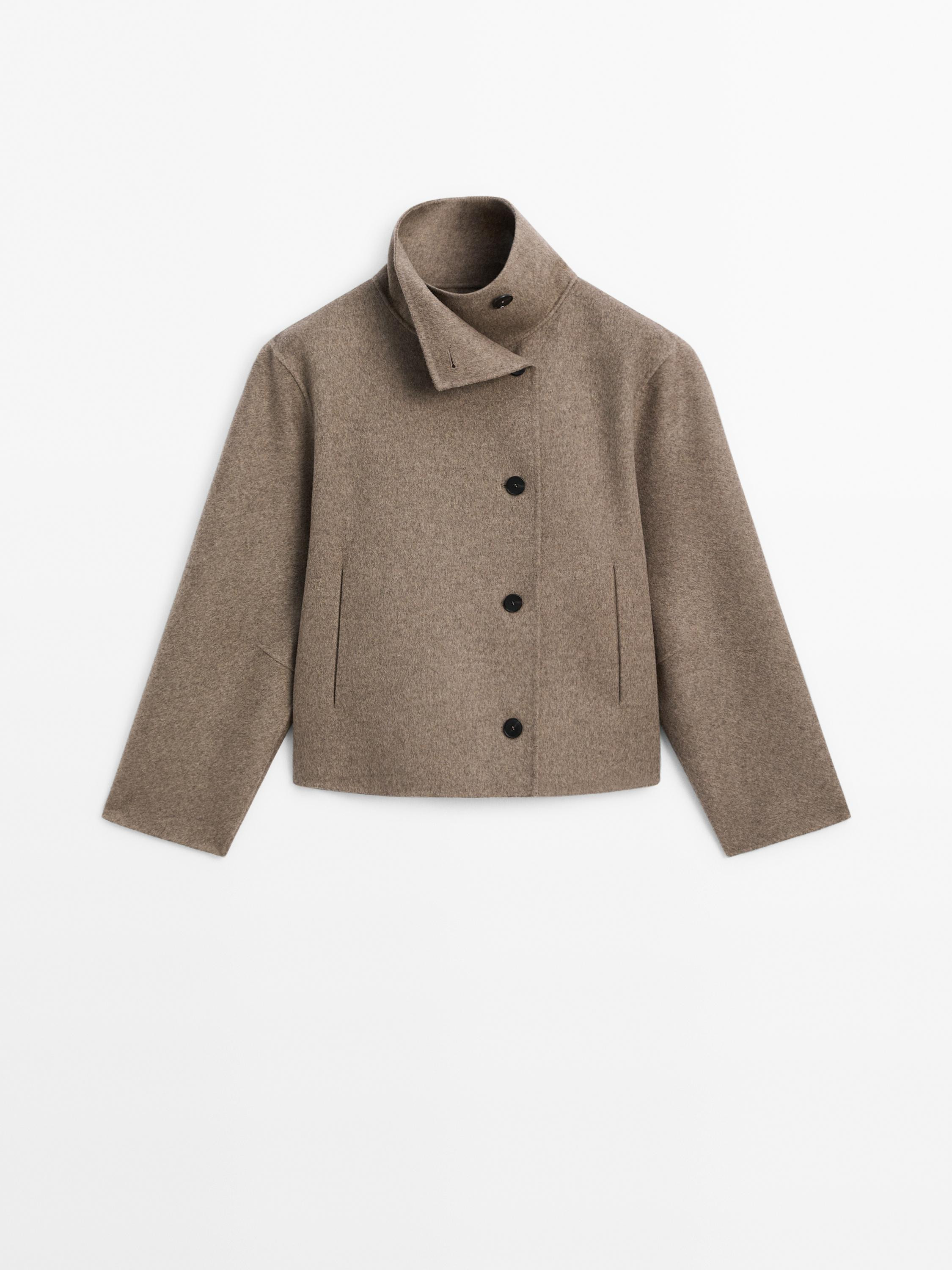 Wool blend high neck jacket | Massimo Dutti US