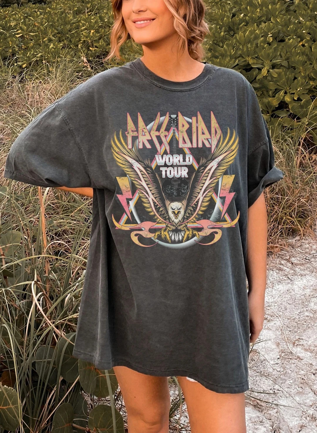 Comfort Colors Free Bird World Tour Shirt Rock N Roll Shirt Rock Music Tee Eagle Shirt Music Gift... | Etsy (US)